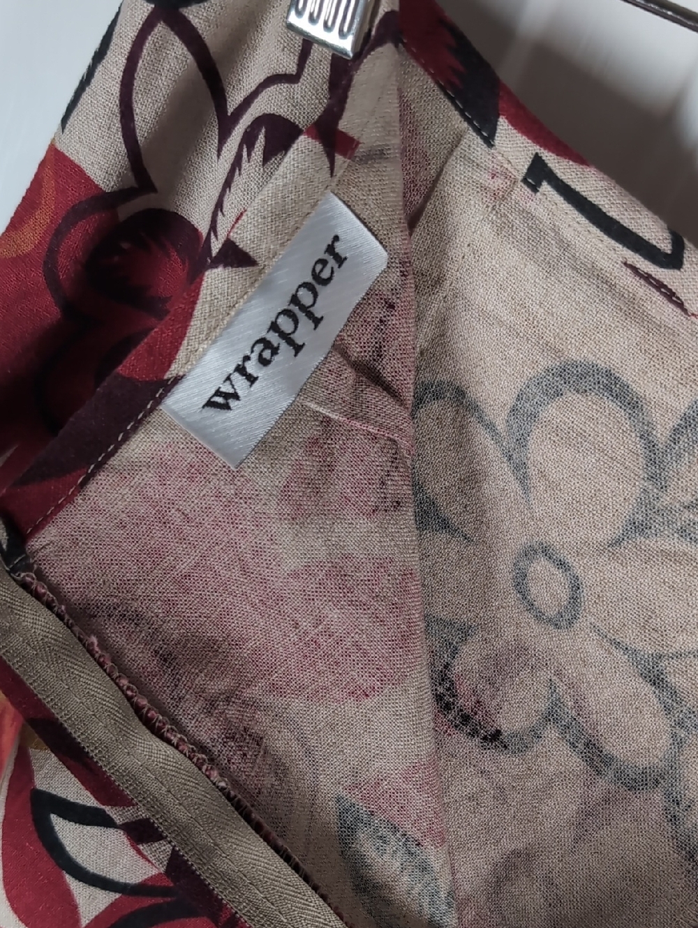 Wrapper Floral Linen Blend Wrap Skort Red Beige Fairy Grunge Mini Shorts Y2K - Picture 4 of 4